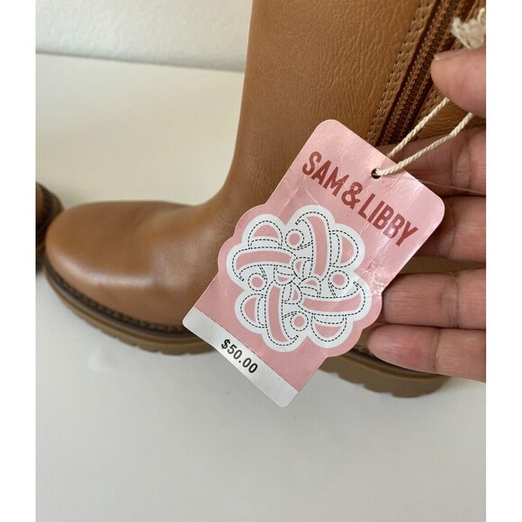 Sam&Libby Scarlett Combat Women's Boot Side Zip Knit Details Brown Size10 - Picture 8 of 8